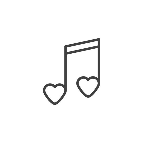 Icono de línea musical romántica — Vector de stock