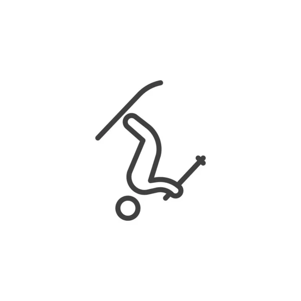 Freestyle Ski Icono de línea de salto — Vector de stock