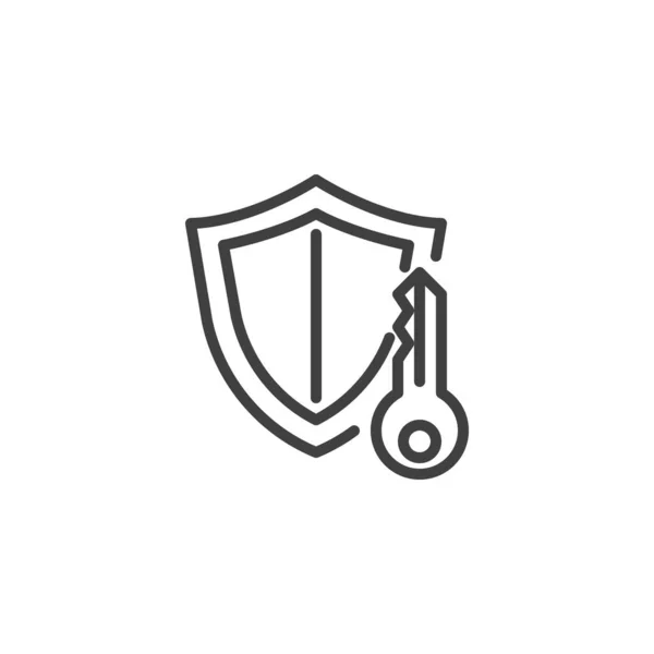 Icono de línea de protección clave de seguridad — Vector de stock