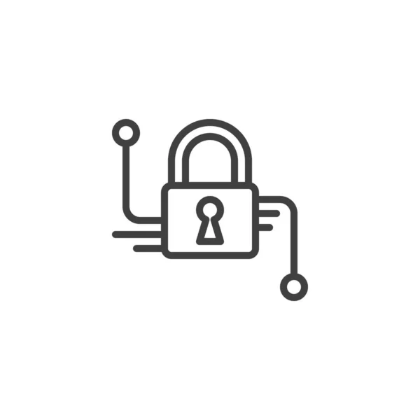 Icono de línea de ciberprotección — Vector de stock