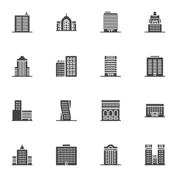 Vektor-Symbole für Bürogebäude gesetzt — Stockvektor