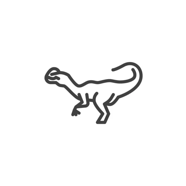 Dilophosaurus icono de línea de dinosaurios — Archivo Imágenes Vectoriales