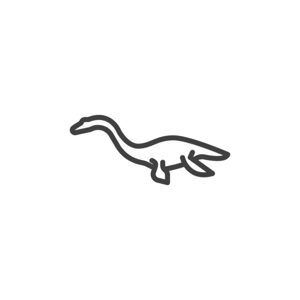 Icono de línea de dinosaurio Elasmosaurus — Archivo Imágenes Vectoriales