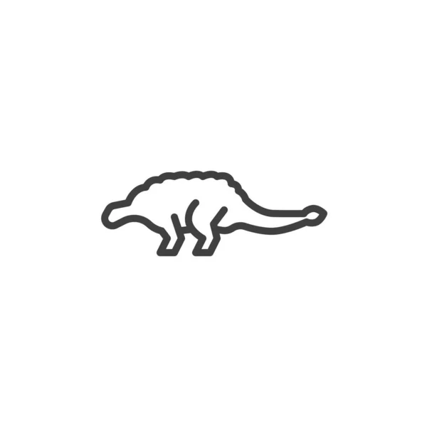 Icono de línea de dinosaurio Ankylosaurus — Vector de stock