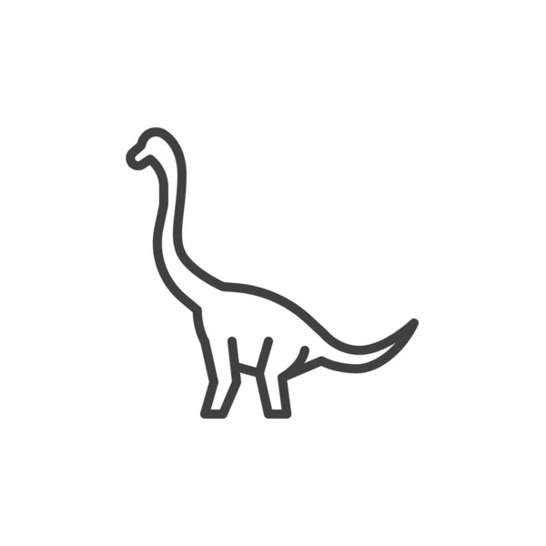 Ícone de linha de dinossauro brontossauro — Vetor de Stock