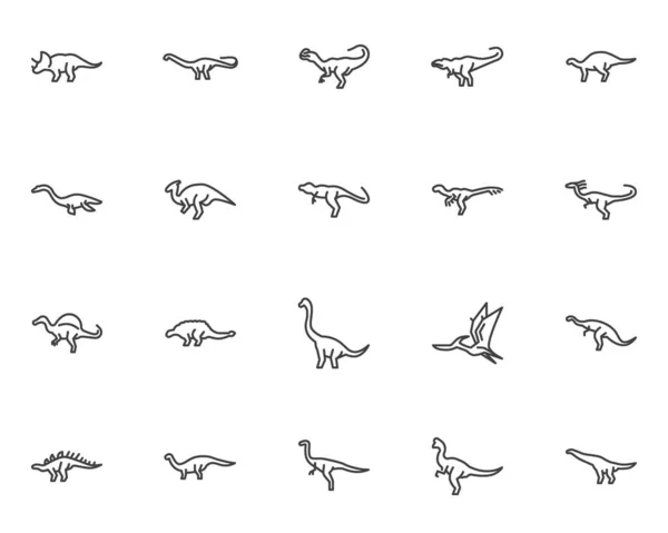 Dinosaurus lijn pictogrammen ingesteld — Stockvector