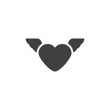 Sevgililer günü kanatları kalp vektör simgesi