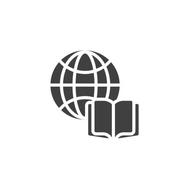 Kitap ve dünya vektör simgesini aç
