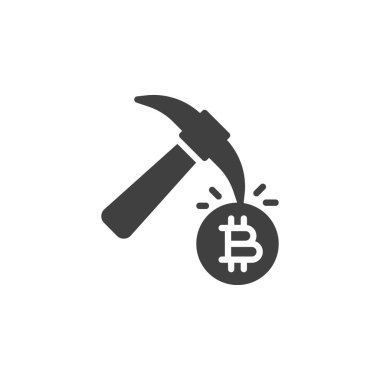Bitcoin madencilik vektör simgesi