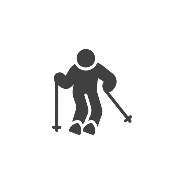 Skier skiing vector icon — Stock Vector