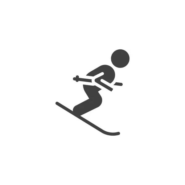 滑雪者滑下坡矢量图标 — 图库矢量图片