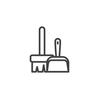 Süpürge ve kepçe çizgisi simgesi