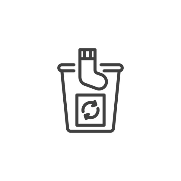 Textile recycling bin line icon — Stock Vector