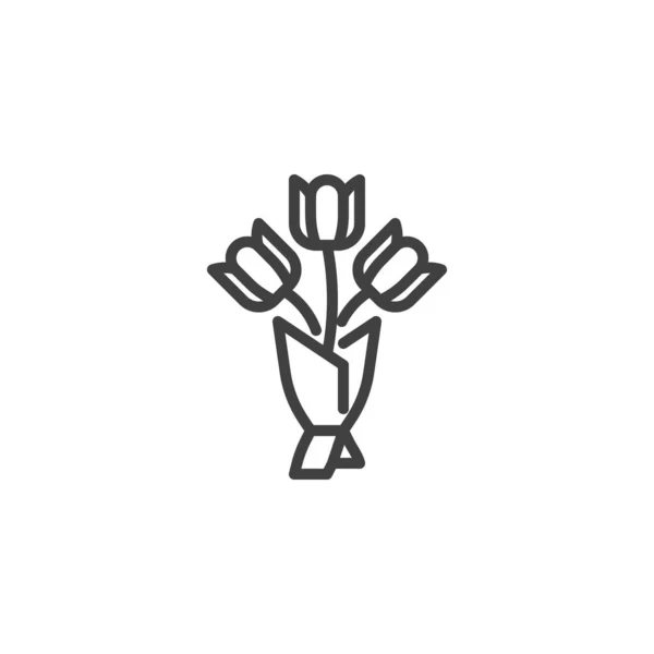 Загорнутий Значок Лінії Квіткового Букета Знак Лінійного Стилю Мобільної Концепції — стоковий вектор
