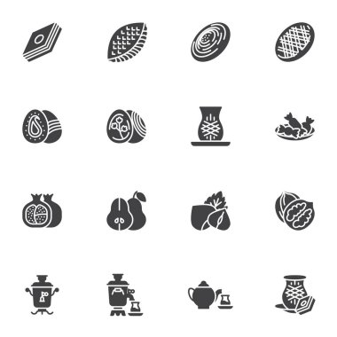 Novruz tatil vektör simgeleri ayarlandı