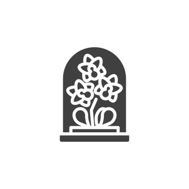 Cam kubbe vektör simgesi altında çiçek