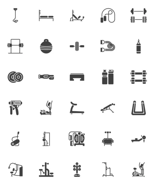 Gym apparatuur vector pictogrammen ingesteld — Stockvector