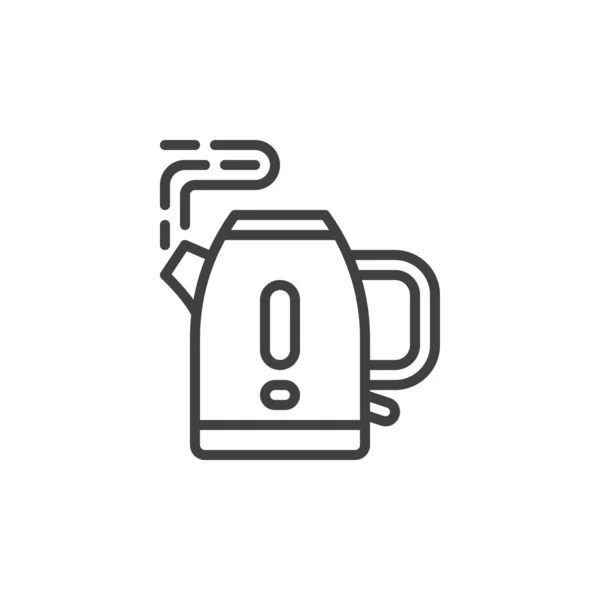 Hervir el icono de la línea de té hervidor — Vector de stock