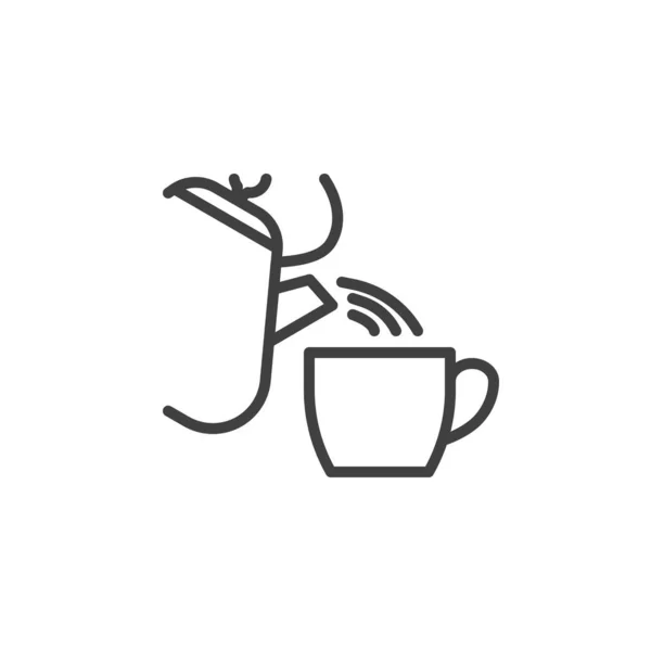 Häll vatten i te kopp linje ikon — Stock vektor