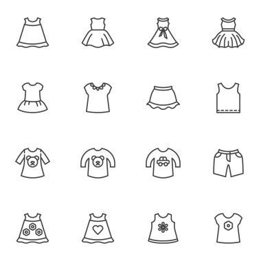 Bebek giysisi çizgisi simgeleri