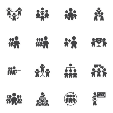 İş insanları iletişim vektör simgeleri ayarlandı