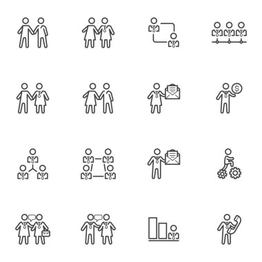 İş insanları satır simgeleri ayarlandı