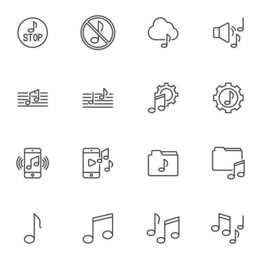 Müzik ses çizgisi simgeleri ayarlandı