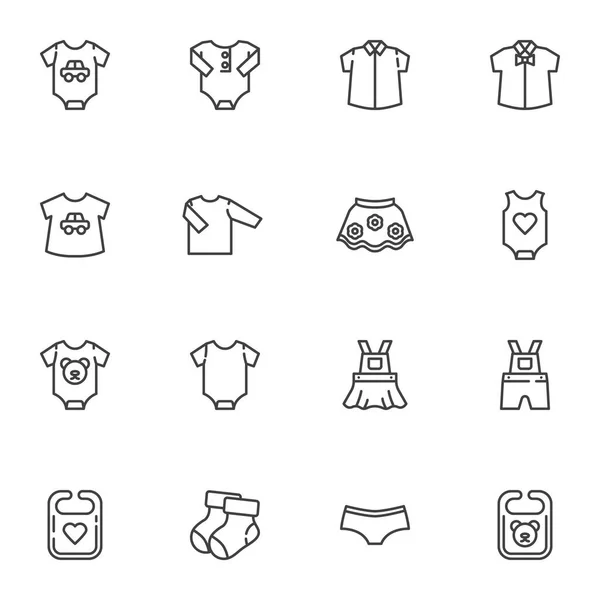 Conjunto de iconos de línea de ropa bebé — Archivo Imágenes Vectoriales
