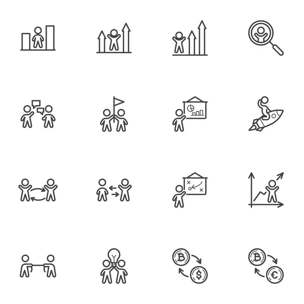 Bedrijf lijn pictogrammen ingesteld — Stockvector