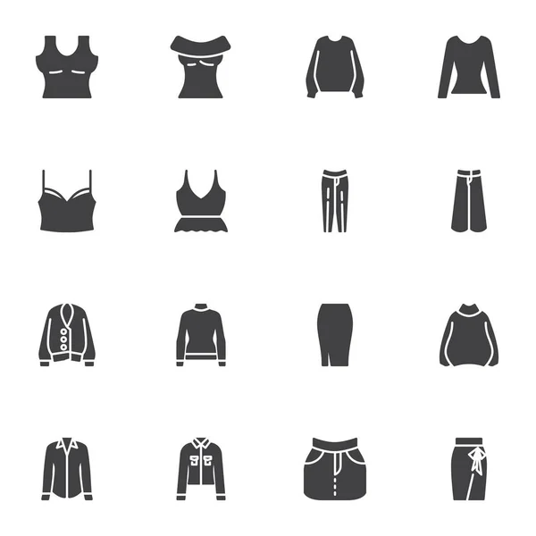 Mujer ropa vector iconos conjunto — Archivo Imágenes Vectoriales