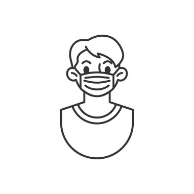 Maskeli adam avatar çizgisi simgesi