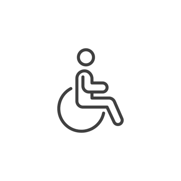 Icône de ligne personne handicapée — Image vectorielle
