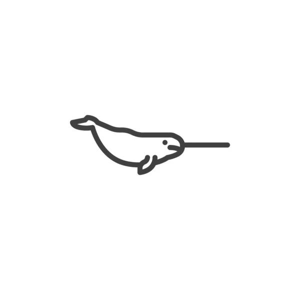 Narwhal animal line icon — Stock Vector