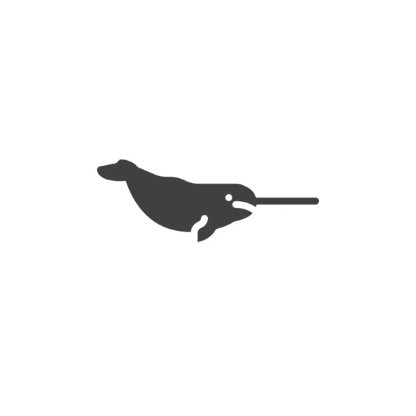 Icono de línea animal de narval — Vector de stock