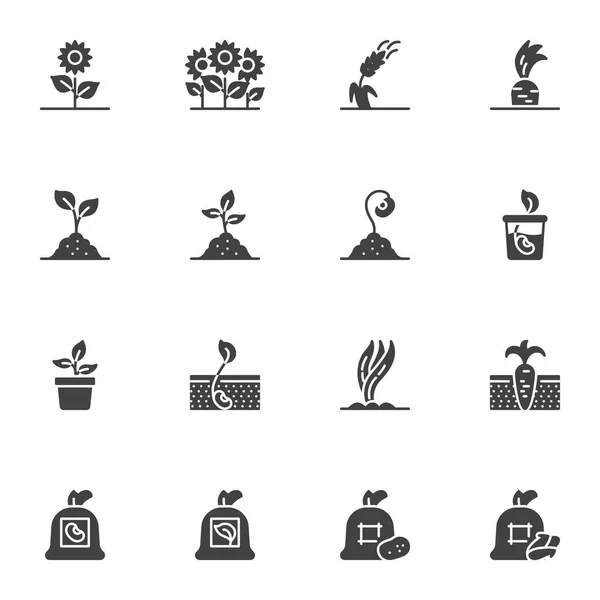 Conjunto de iconos vectoriales de jardinería y agricultura — Archivo Imágenes Vectoriales