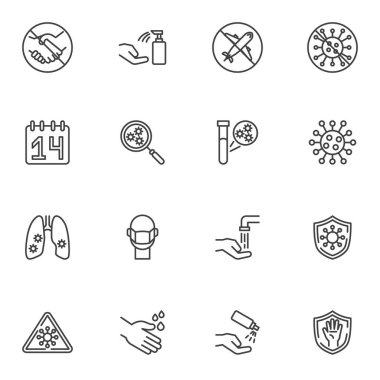 Coronavirus önleme çizgisi simgeleri ayarlandı