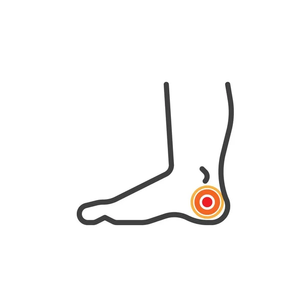 Πόδια φτέρνας εικονίδιο γραμμή πόνου — Διανυσματικό Αρχείο
