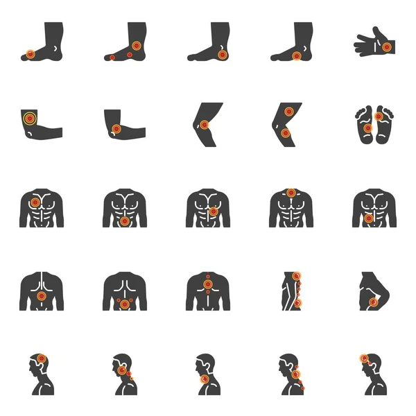 Conjunto de ícones de vetor de dor do corpo humano —  Vetores de Stock