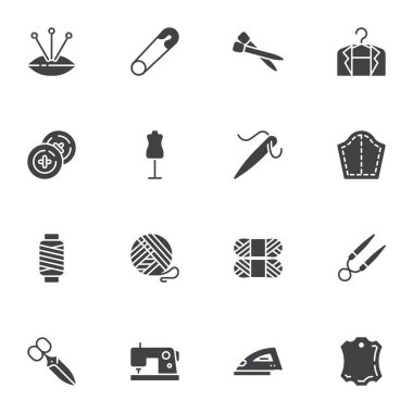 Dikiş, nakış vektör simgeleri ayarlandı