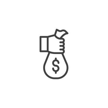 Para çantası çizgisi simgesi ile el