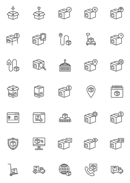 Livraison, ensemble d'icônes de ligne logistique — Image vectorielle