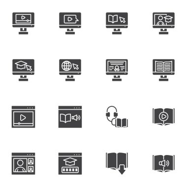 E-öğrenme vektör simgeleri ayarlandı