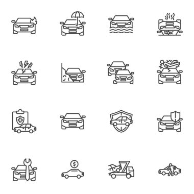 Araba kazası çizgisi simgeleri ayarlandı