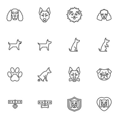 Evcil köpek eğitim çizgisi simgeleri ayarlandı