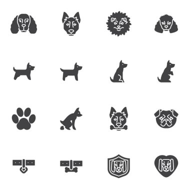 Evcil köpek eğitim vektör simgeleri ayarlandı