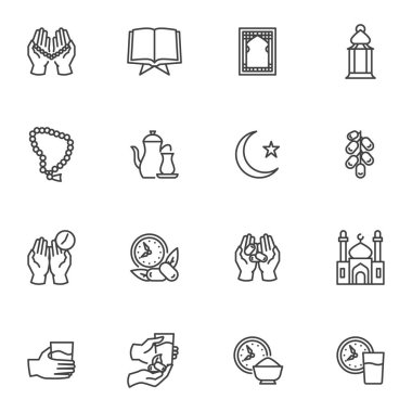 Ramazan Kareem tatil vektör simgeleri ayarlandı