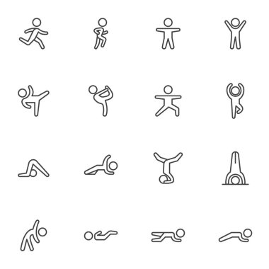 Spor egzersiz çizgisi simgeleri ayarlandı