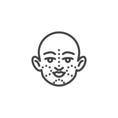 Yüz gerdirme ameliyatı çizgisi simgesi. Mobil konsept ve web tasarımı için doğrusal biçim işareti. Estetik cerrahi ana hatlı vektör ikonu. Sembol, logo çizimi. Vektör grafikleri