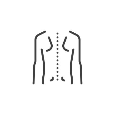 Duruş düzeltme çizgisi simgesi. Mobil konsept ve web tasarımı için doğrusal biçim işareti. Omurga cerrahisi vektör ikonu. Sembol, logo çizimi. Vektör grafikleri