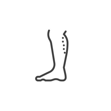 Baldır estetiği ameliyat çizgisi ikonu. Mobil konsept ve web tasarımı için doğrusal biçim işareti. Buzağı azaltma ana hatları vektör simgesi. Sembol, logo çizimi. Vektör grafikleri